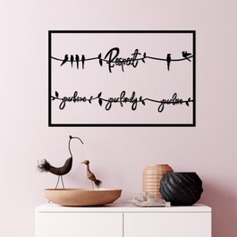 Wallity Respect Your Home Your Family Your Love 2 - Escultura de Pared de Metal Negra